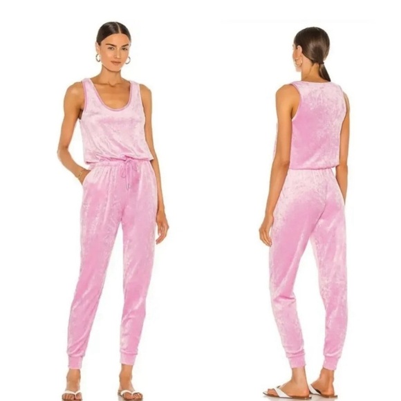 NEW Revolve Generation Love Emery Jumpsuit Romper Velvet Bubblegum Pink XS NWT - Picture 1 of 5